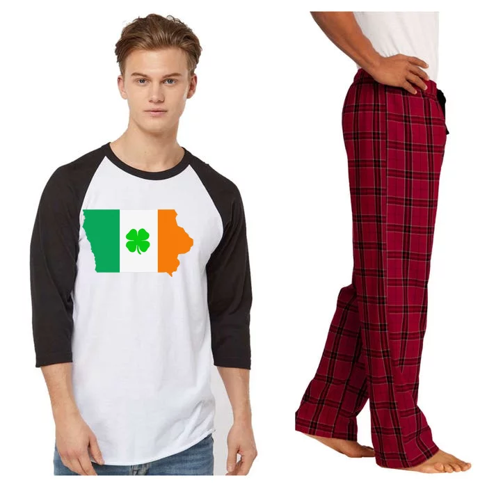 Irish Flag Iowa State Map St Patrick's Day Raglan Sleeve Pajama Set