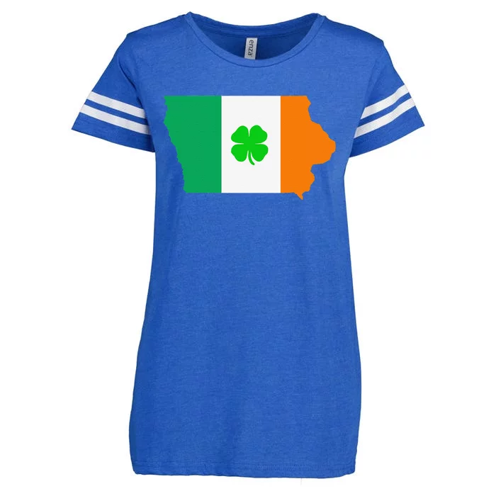 Irish Flag Iowa State Map St Patrick's Day Enza Ladies Jersey Football T-Shirt