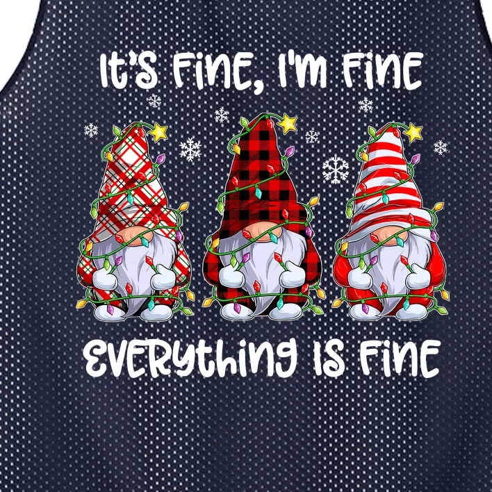 Its Fine IM Fine Everything Is Fine Gnome Christmas Lights Mesh Reversible Basketball Jersey Tank