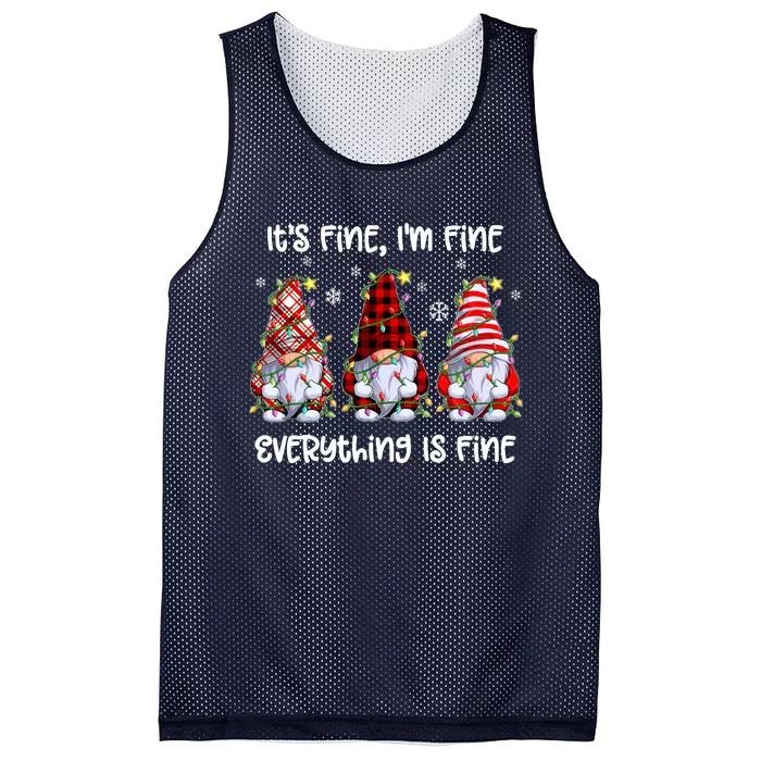 Its Fine IM Fine Everything Is Fine Gnome Christmas Lights Mesh Reversible Basketball Jersey Tank