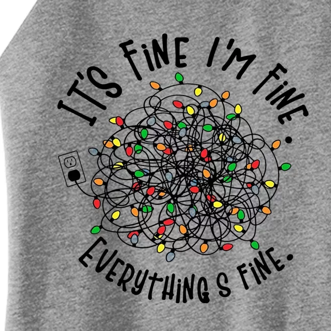 It's Fine I'm Fine Everything Is Fine Christmas Lights Gift Women’s Perfect Tri Rocker Tank