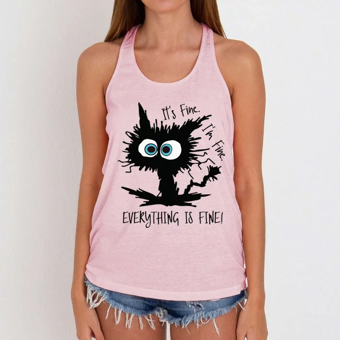 Its Fine Im Fine Everythings Fine Great Gift Funny Cat Gift Women's Knotted Racerback Tank