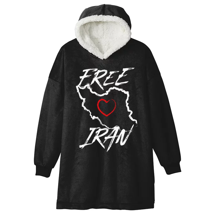 Iran Free Iran Symbol Heart Map Freedom Heart Love Gift Hooded Wearable Blanket