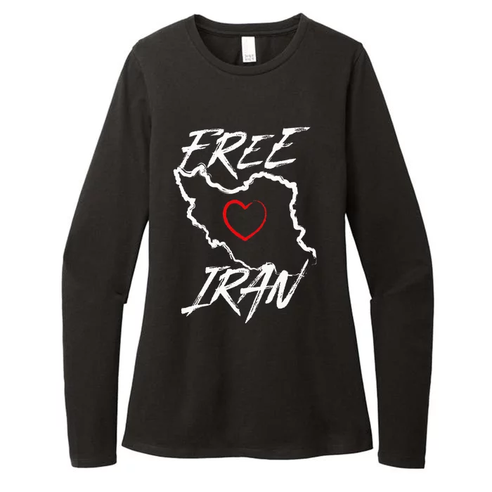 Iran Free Iran Symbol Heart Map Freedom Heart Love Gift Womens CVC Long Sleeve Shirt