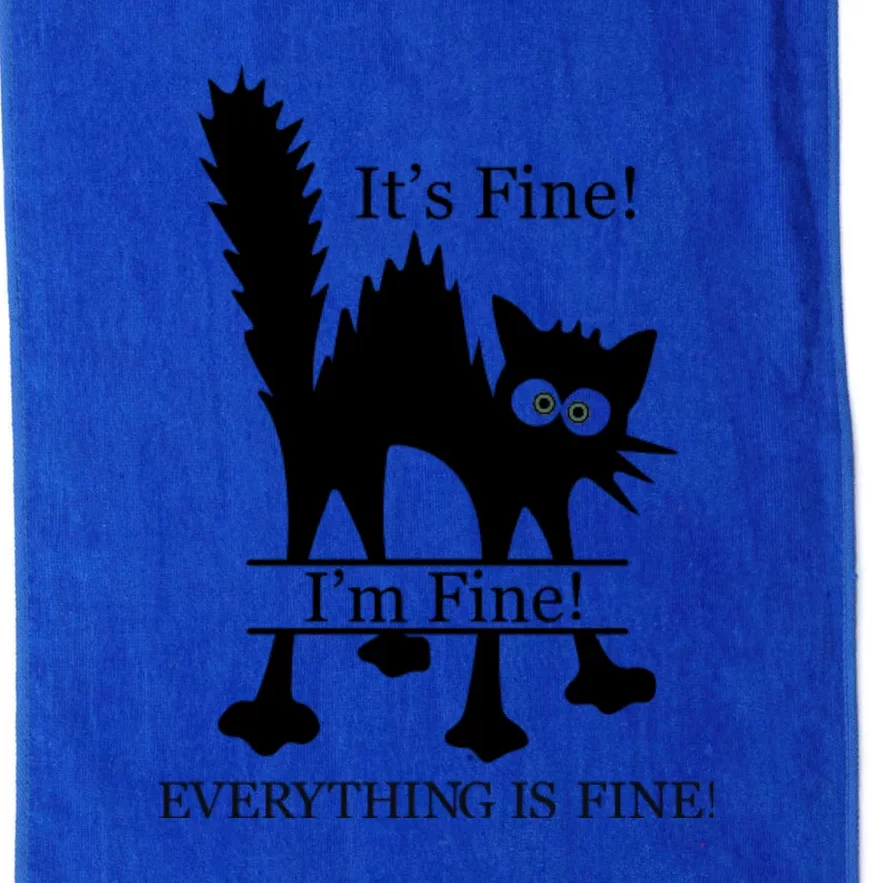 Its Fine I Am Fine Everything Is Fine Funny Frozen Shocked Cat Platinum Collection Golf Towel