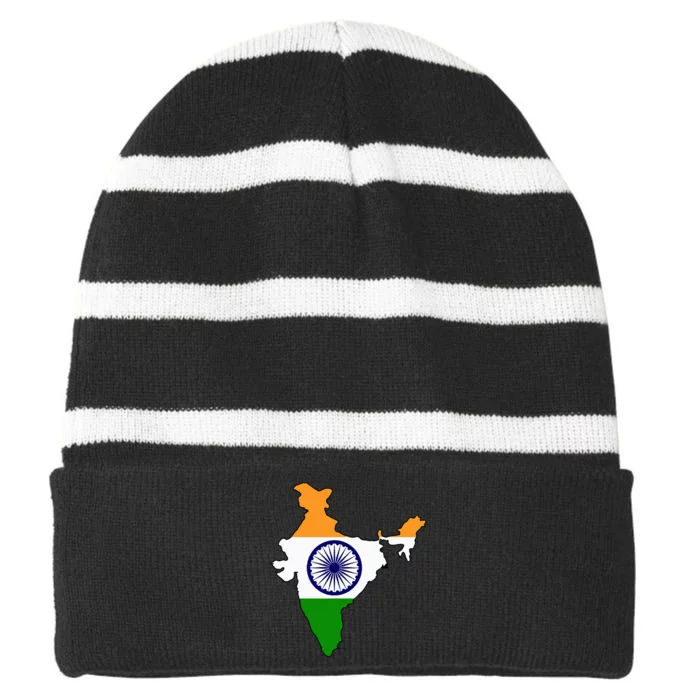 India Flag Striped Beanie with Solid Band