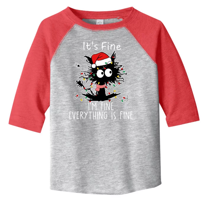 Its Fine Im Fine Everything Is Fine Cat Tangled In Christmas Lights Toddler Fine Jersey T-Shirt