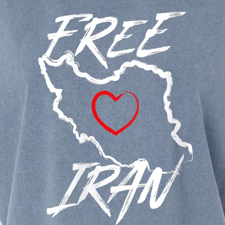 Iran Free Iran Symbol Heart Map Freedom Heart Love Garment-Dyed Women's Muscle Tee