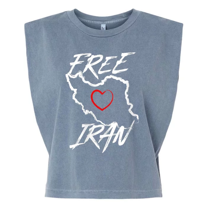 Iran Free Iran Symbol Heart Map Freedom Heart Love Garment-Dyed Women's Muscle Tee