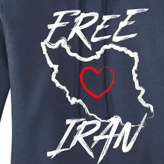 Iran Free Iran Symbol Heart Map Freedom Heart Love Women's Pullover Hoodie