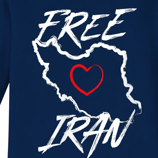 Iran Free Iran Symbol Heart Map Freedom Heart Love Baby Long Sleeve Bodysuit