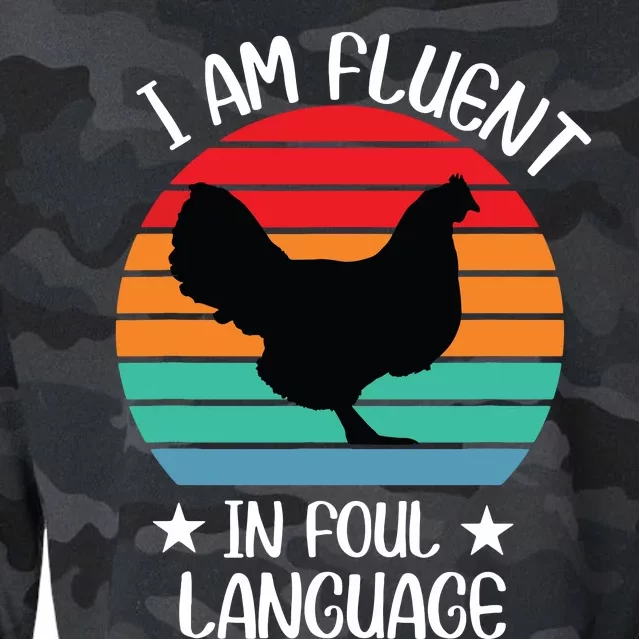 Im Fluent In Fowl Language Farm Life Crazy Chicken Lady Fun Cropped Pullover Crew