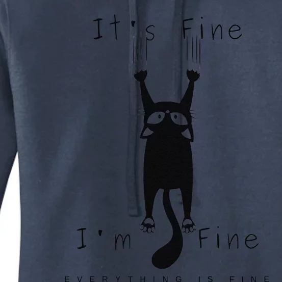 Its Fine Im Fine Everything Is Fine Funny Black Cat Lover Women's Pullover Hoodie