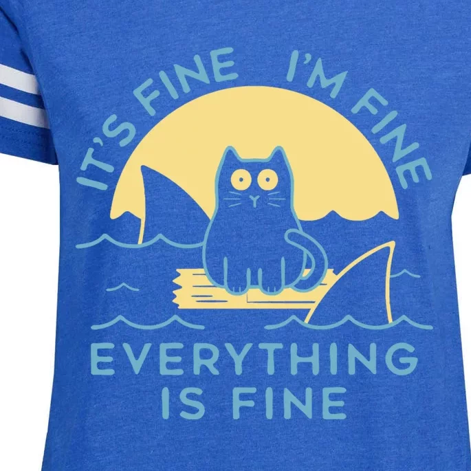 It's Fine I'm Fine Everything Is Fine Funny Cat Cat Lover Funny Gift Enza Ladies Jersey Football T-Shirt