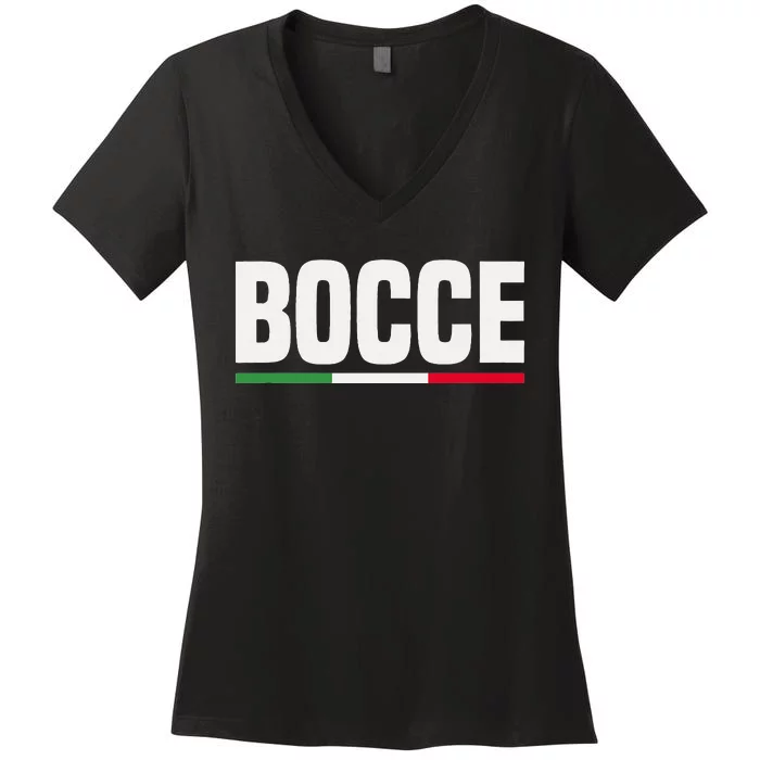 Italy Flag Italian Bocce Ball Player Women's V-Neck T-Shirt