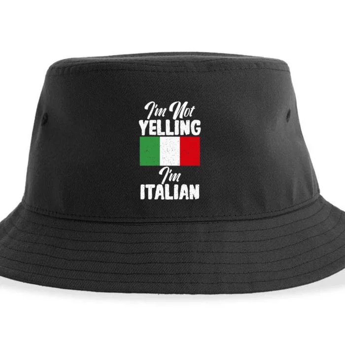 Italian Flag Im Not Yelling Im Italian Funny Italian Sustainable Bucket Hat