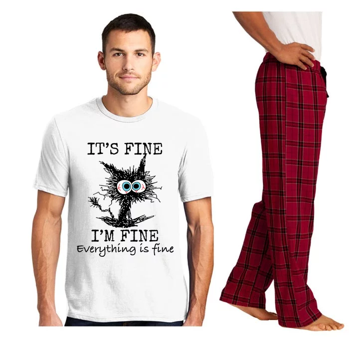 Its Fine Im Fine Everything Is Fine Funny Cat Pajama Set