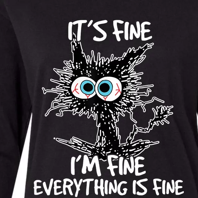 Its Fine Im Fine Everything Is Fine Funny Black Cat Womens Cotton Relaxed Long Sleeve T-Shirt