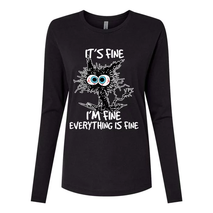 Its Fine Im Fine Everything Is Fine Funny Black Cat Womens Cotton Relaxed Long Sleeve T-Shirt