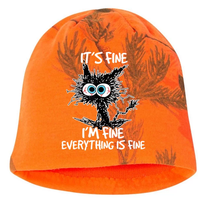 Its Fine Im Fine Everything Is Fine Funny Black Cat Kati - Camo Knit Beanie