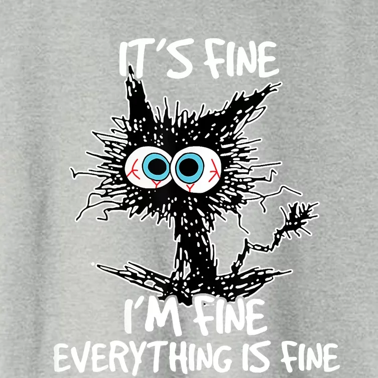 Its Fine Im Fine Everything Is Fine Funny Black Cat Women's Crop Top Tee