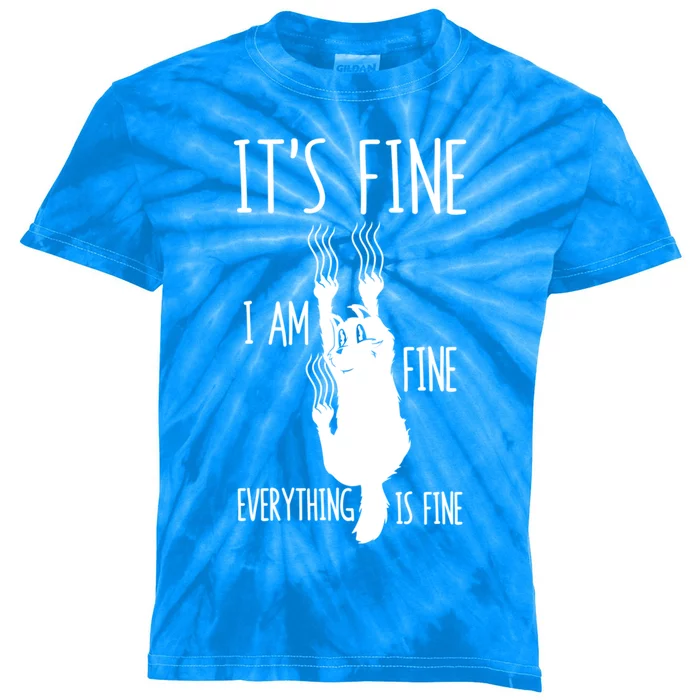 ItS Fine IM Fine Everything Is Fine Freakedout Cat Funny Gift Kids Tie-Dye T-Shirt