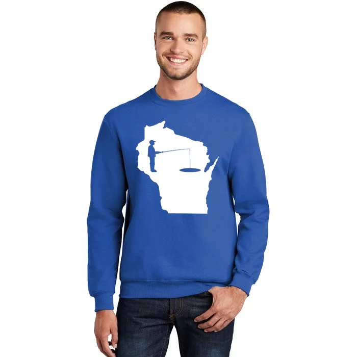 Ice Fishing In Wisconsin Funny Ice Fishing Dad Cute Gift Tall Sweatshirt