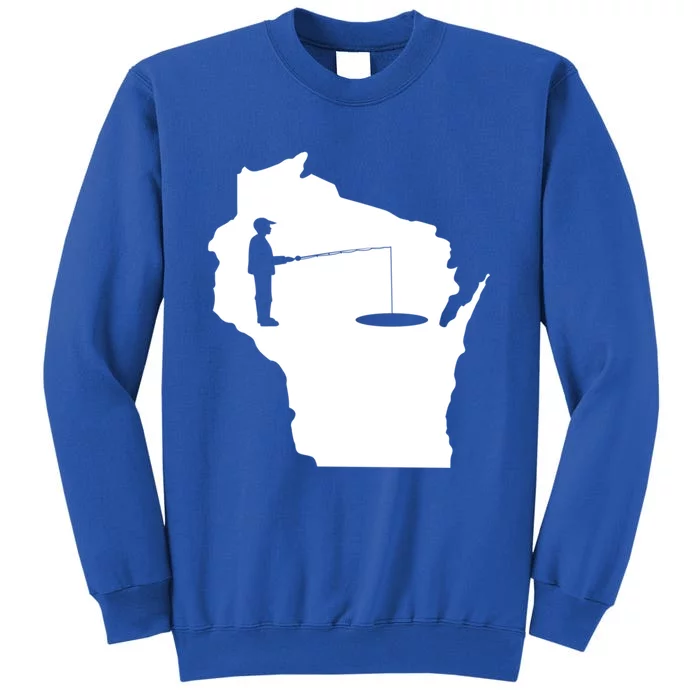 Ice Fishing In Wisconsin Funny Ice Fishing Dad Cute Gift Tall Sweatshirt