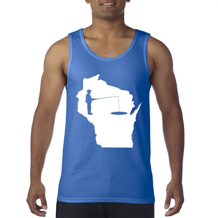 Ice Fishing In Wisconsin Funny Ice Fishing Dad Cute Gift Tank Top