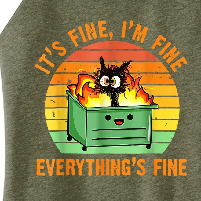 It's Fine I'm Fine Everything Is Fine Retro Dumpster Fire Women’s Perfect Tri Rocker Tank