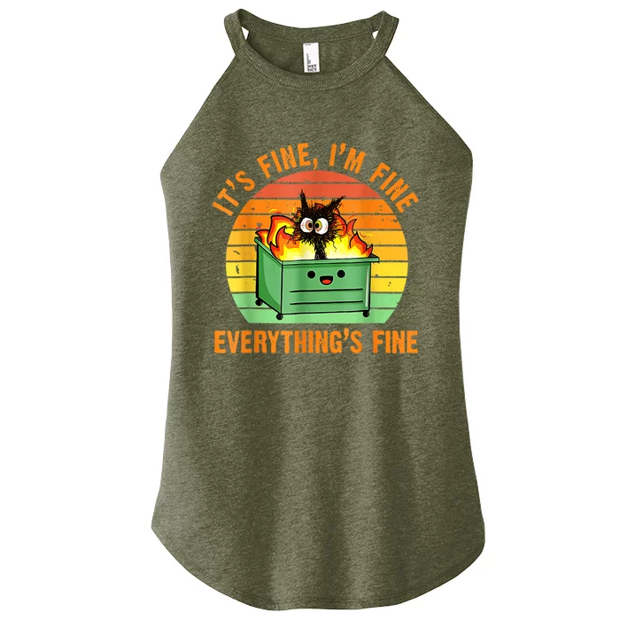 It's Fine I'm Fine Everything Is Fine Retro Dumpster Fire Women’s Perfect Tri Rocker Tank