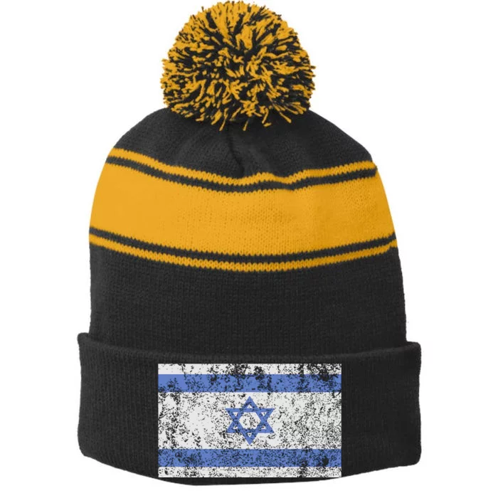 Israeli Flag Israel Jewish Star of David Jerusalem Stripe Pom Pom Beanie