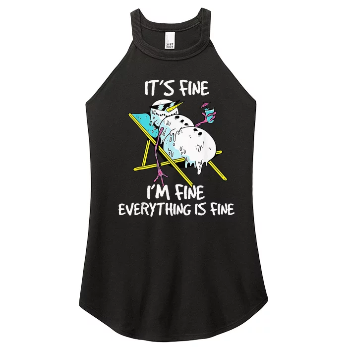 It's Fine I'm Fine Melting Snowman Summer Christmas In July Women’s Perfect Tri Rocker Tank