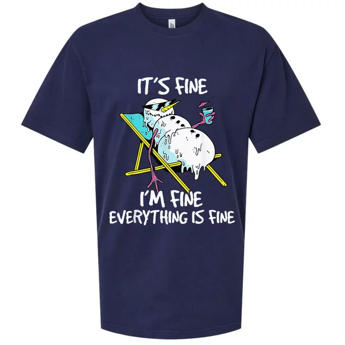 It's Fine I'm Fine Melting Snowman Summer Christmas In July Sueded Cloud Jersey T-Shirt