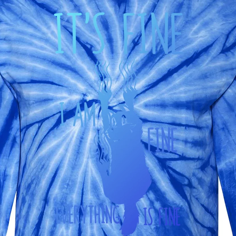 ItS Fine IM Fine Everything Is Fine Scratching Cat Funny Gift Tie-Dye Long Sleeve Shirt