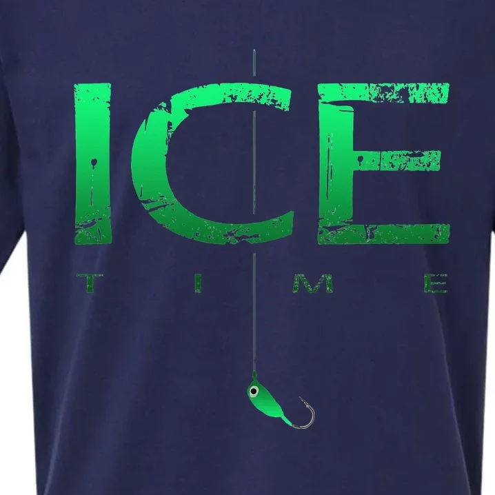 Ice Fishing - Ice Time with Ice Jig - Ice Fisherman Sueded Cloud Jersey T-Shirt