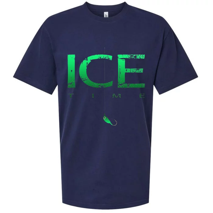 Ice Fishing - Ice Time with Ice Jig - Ice Fisherman Sueded Cloud Jersey T-Shirt