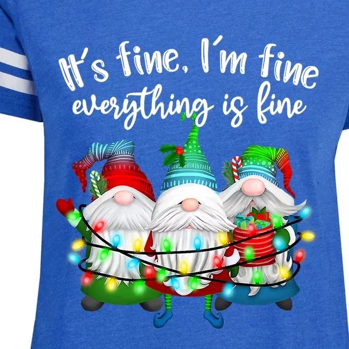 Its Fine Im Fine Everything Is Fine Gnome Christmas Lights Gift Enza Ladies Jersey Football T-Shirt