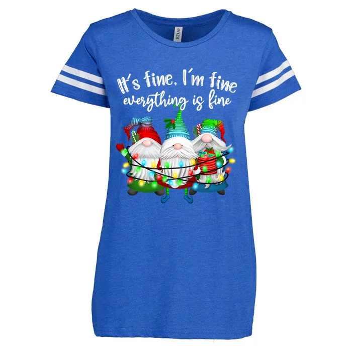 Its Fine Im Fine Everything Is Fine Gnome Christmas Lights Gift Enza Ladies Jersey Football T-Shirt