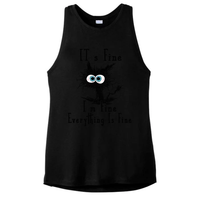 Its Fine Im Fine Everything Is Fine Funny Cat Ladies Tri-Blend Wicking Tank