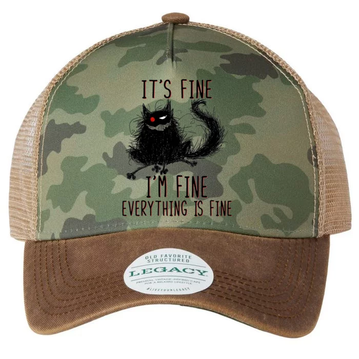 It's Fine I'm Fine Everything Is Fine Funny Black Cat Legacy Tie Dye Trucker Hat