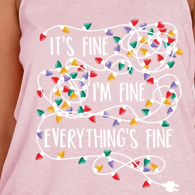 It's Fine I'm Fine Everything Is Fine Christmas Lights Cute Gift Women's Knotted Racerback Tank