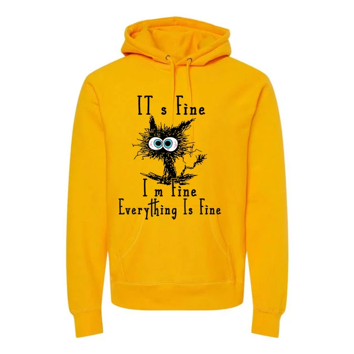 Its Fine Im Fine Everything Is Fine Funny Cat Premium Hoodie