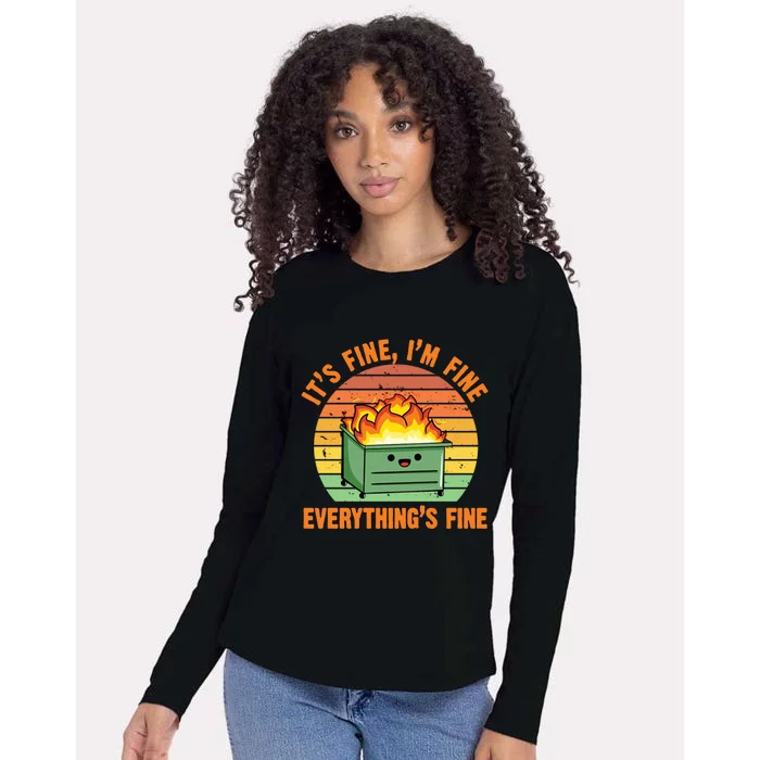 Its Fine Im Fine Everythings Fine Vintage Womens Cotton Relaxed Long Sleeve T-Shirt