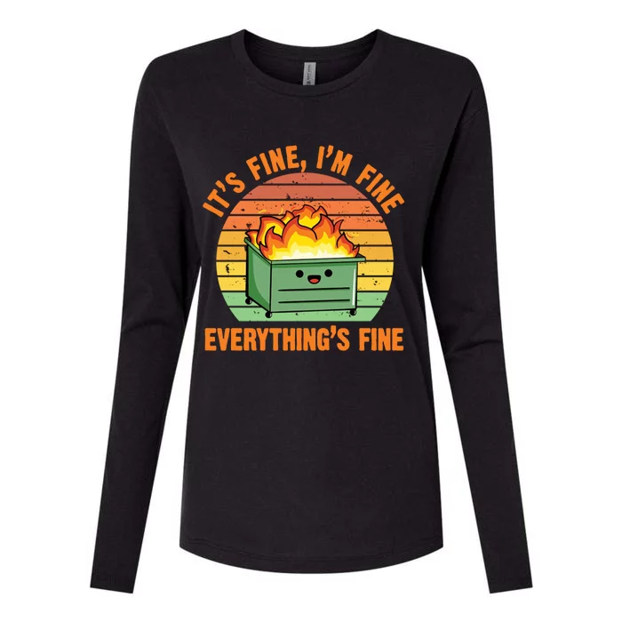 Its Fine Im Fine Everythings Fine Vintage Womens Cotton Relaxed Long Sleeve T-Shirt