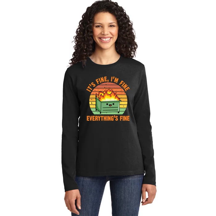 Its Fine Im Fine Everythings Fine Vintage Ladies Long Sleeve Shirt