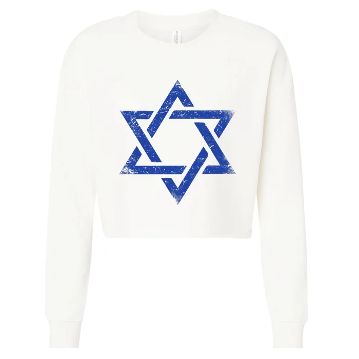 Israeli Flag Israel Jewish Symbol Star of David Pride Israel Cropped Pullover Crew