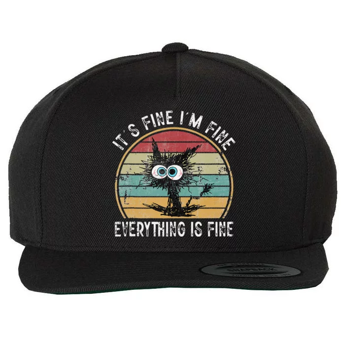 Its Fine Im Fine Everything Is Fine Funny Cat Wool Snapback Cap