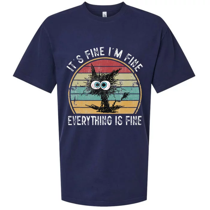 Its Fine Im Fine Everything Is Fine Funny Cat Sueded Cloud Jersey T-Shirt