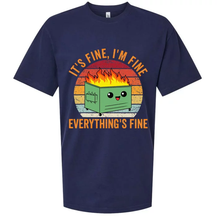 Its Fine Im Fine Everythings Fine Dumpster Fire Sueded Cloud Jersey T-Shirt